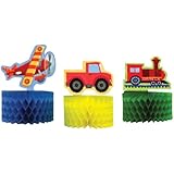 Creative Converting 3-Piece "On The Go" Honeycomb Centerpiece Party Decoration, Mini