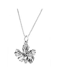 Sterling Silver One Sided Hibiscus Flower Necklace