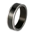 Black Plated Grooved Polished Flat Titanium Ring (7.0 mm) - Sizes 8-13