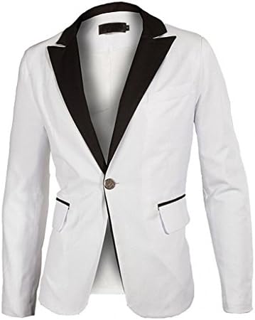 Chantye Men's One Button White Suit Blazer Coats