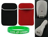 3n1 Combo Non-OEM Amazon Kindle 2 Neoprene Sleeve Case with White USB Car and Wall Charger