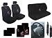 13 Piece Auto Interior Gift Set - 2 Multicolor Red and Pink Hearts Front Low Back Bucket Seat Covers, 2 Multicolor Red and Pink Hearts Head Rest Covers, 1 Multicolor Red and Pink Hearts bench seat Cover, 1 Multicolor Red and Pink Hearts Steering Wheel Cover, 2 Multicolor Red and Pink Hearts Shoulder Harness Pressure Relief Cover, 2 Multicolor Red and Pink Hearts Front Floor Mats, and 2 Plain Black Rear Floor Mats