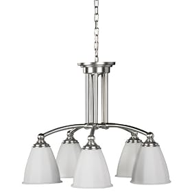 Buy American Fluorescent FAP513SNSCT Faceted Blown Glass Chandelier, 5 Light, Satin... by American Fluorescent now!