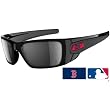 Oakley Boston Red Sox Fuel Cell Men's Special Editions Major League Baseball Sports Sunglasses w/ Free B&F Heart Sticker Bundle - Polished Black/Black Iridium