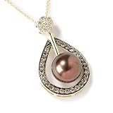 14K Gold Chocolate South Sea Cultured Pearl & Diamond Pendant w/ Chain
