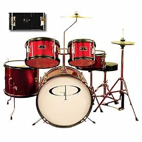 GP55 Child Size Junior Drum Set with Seat, Sticks and Cymbals - Black by 