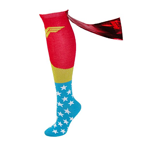 BioWorld Wonder Woman Knee High Shiny Red Caped Socks