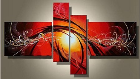Ode-rin hand painted abstract oil paintings fiery-red r…
