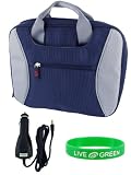 ASUS Eee PC 901 8.9-Inch Netbook Carrying Bag Case with 12v Car Charger - Dark Blue / Grey