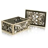 Black/White Rectangular Trinket Box with Clear Rhinestones J-031