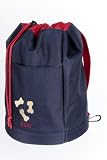 USG Treat Bag for Dogs with Belt Loop and Carabiner/ Embroidery Little Bones, Navy/ Red