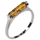 Ring on Sale Natural Honey Amber and Sterling Silver Barrel Ring