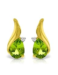 14K Yellow Gold Twist Teardrop Peridot Earrings