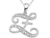Diamond Initial Z Pendant in 10K White Gold with Chain