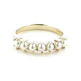 9ct Yellow Gold Ladies Pearl Eternity Ring - Free Delivery - Finger Sizes L to Z Available