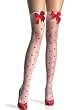 Thigh High Stockings Woven Red HEARTS Satin Bows SeXy