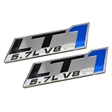 2x (pair set) LT1 5.7L V8 Blue Engine Emblems Badges Highly Polished Aluminum Chrome... by Unknown