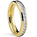 Metal Masters 4MM Goldtone Plated Princess Cut women's Eternity Titanium Ring Wedding Band with Cubic Zirconia CZ 7