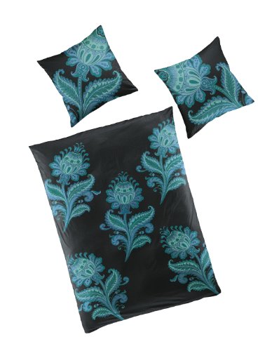 Bierbaum 6205_05 Go&sup2;Bed Mako-Satin Bettw&auml;sche Dessin 155 x 220 cm + 80 x 80 cm, t&uuml;rkis