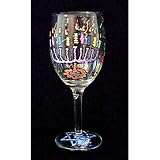 Hanukkah Happiness Design - Hand Painted -Wine Glass - 8 oz.