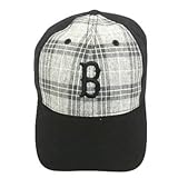 BOSTON RED SOX BLACK LOGO GREY PLAID HAT CAP ADJ NEW BOSTON RED SOX BLACK LOGO GREY PLAID HAT CAP ADJ NEW