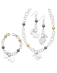 Sterling Silver Necklace, Bracelet And Earrings Set - 18 Inch