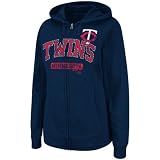 MLB Women's Minnesota Twins Real Flava Long Sleeve Full Zip Hoodie (Athletic Navy Heather, XX-Large)