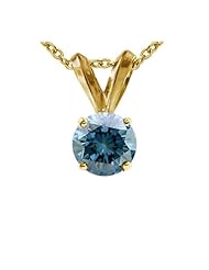 1.19 CT Blue Diamond Solitaire Pendant 14K Yellow Gold (SI1-SI2 Clarity)