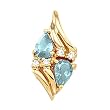 14K Yellow Gold Aquamarine and Diamond Pendant