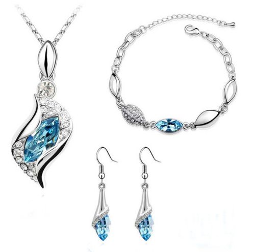 Platinum-plated Fashion Jewelry Set with Imported Crystal Element