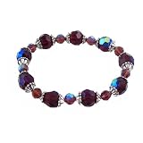 Bracelet - B219 - Fire Polished Glass Beads - Stretch ~ Amethyst (Purple)