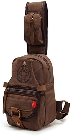 QianYing Men's Small Canvas Shoulder Sling Casual Bag Brown