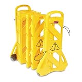 (Price/EA)Portable Mobile Safety Barrier, 16 Panels, 2 Wheels, Bright Yellow