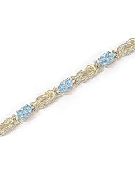 14kt Yellow Gold Oval Aquamarine Bracelet.