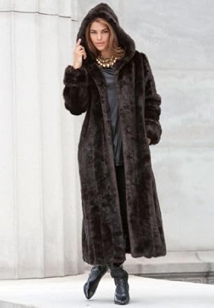 Roamans Plus Size Long Faux Fur Coat