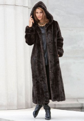 Roamans Plus Size Long Faux Fur Coat