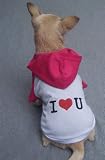 Puppy Dog Hoodie I Love you Pink Tshirt S