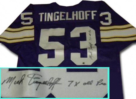 Mick Tingelhoff Minnesota Vikings Autographed Throwback Jersey with 7X Pro Bowl Inscription