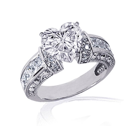 2 Ct Heart Shaped Diamond Engagement Ring Pave VS1 EGL