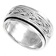 Sterling Silver Spinner Ring, Band Width: 10mm - Sizes 4-15