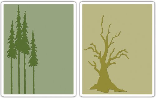 Sizzix Texture Fades Embossing Folders 2PK - Branch Tree & Tall Pines Set by Tim Holtz