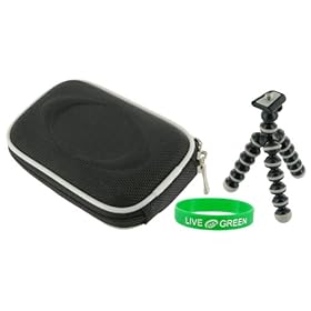 Hard Nylon (Black) Case and Premium Tripod for Flip Mino Camcorder White