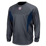 MLB Washington Nationals Adult Long Sleeve Crew Tech Fleece Pllovr (Pro Granite/Pro Navy, X-Large)