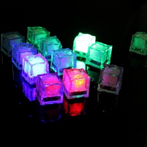 Eruner 24 Pack of Water Submersible LED Liquid Sensor Ice Cubes Light - Wedding Party Bar Club Champagne Tower Holiday Decoration (24 Pack Cube, Multicolor)