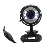 Round Webcam with Microphone and LED light for Night Vision