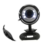 GTMax 8 Mega Pixel USB Webcam with Microphone/Snapshot/6 LED Lights for Laptop/Notebook - Black