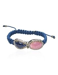 Natural Sapphire Gemstones Macrame Bracelet 18kt Gold Party Jewelry