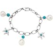 14K White Gold South Sea Cultured Pearl and Turquoise Bracelet