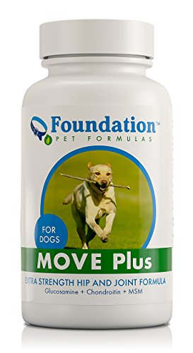 Glucosamine for Dogs with Chondroitin and MSM: MOVE Plus Hip and Joint Supplement - Extra Strength Dosage - Delicious Chicken Liver Flavored - 120 Chewable Tablets - 100% MONEY BACK GUARANTEE - Ease your dog's pain and stiffness, while increasing comfort and flexibility with this great tasting dog glucosamine supplement today!