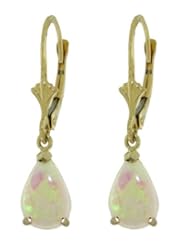 14k Gold Leverback Earrings with Genuine Opals